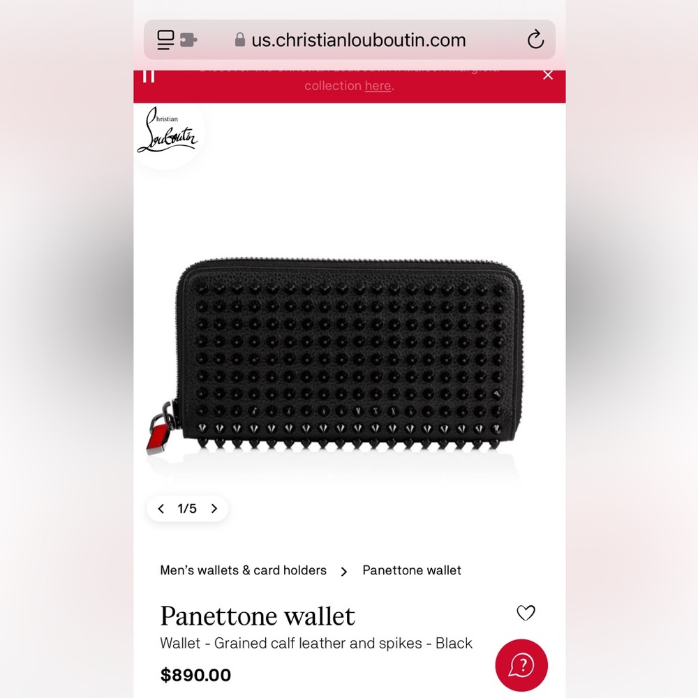 Christian Louboutin Panettone 
Wallet - Calf leather and spikes - Black